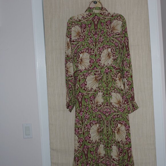 Morris & Co x H&M Green Print Art Nouveau Midi Dress Size: 10 - Picture 5 of 7